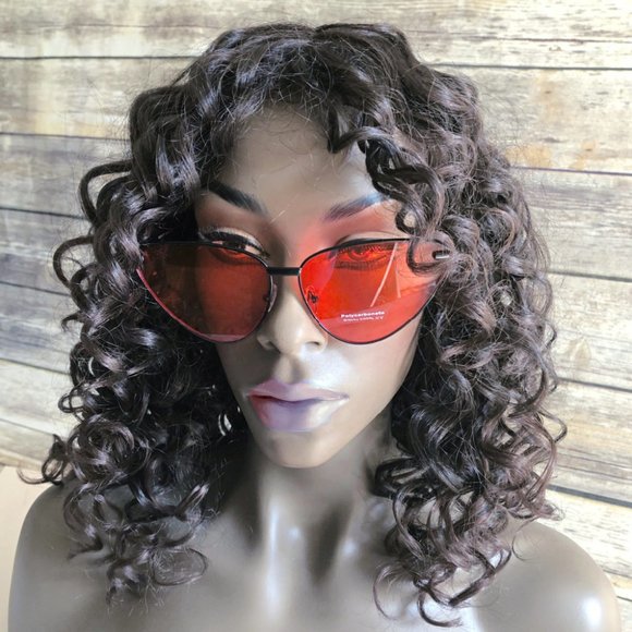 Red Lens Oversize Polarized Cateye Sunglasses - Picture 2 of 2